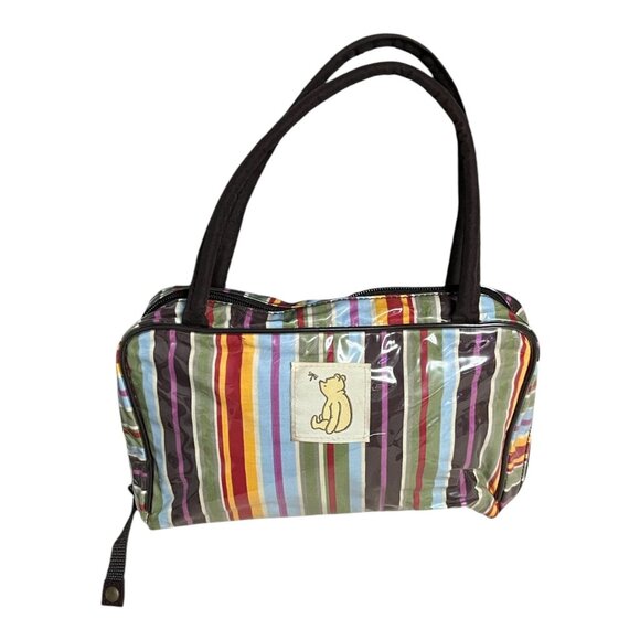 Striped Bear Travel Cosmetic Bag – Vinyl Organizer Tote – Diaper Bag Accessory – - Picture 1 of 5